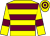 Yellow, Maroon hoops on body and cap, Yellow sleeves, Maroon armlets ()