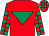 Red, emerald green inverted triangle, emerald green and red check sleeves, red and emerald green check cap (Mr N Davies & Mr S Crowley)
