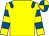 Yellow, royal blue epaulettes, hooped sleeves, quartered cap (Mrs Beverley Westermann)