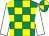 Emerald green and yellow check, white sleeves, emerald green and yellow quartered cap (Mr D Morrison)