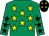 Emerald green, yellow stars, emerald green sleeves, black stars, black cap, yellow stars (Mr R D Willis And Mr M C Watts)