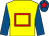 Yellow, red hollow box, royal blue sleeves, royal blue cap, red star (Alex Nicholls & Partner)