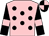 Pink, black spots, black sleeves, pink armbands, quartered cap (Mr T Spies)