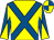 Yellow, royal blue cross sashes, diabolo on sleeves, royal blue & yellow quartered cap (Mrs Geraldine Devine)