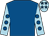 Royal blue, light blue sleeves, royal blue spots, light blue cap, royal blue stars (Miss Caroline A Jenkins)