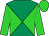 Emerald and lime green quartered diagonally, lime green sleeves and cap (Mr F Du Toit)