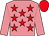 Shocking pink, red stars, shocking pink sleeves, red cap (Messrs A Sukhraj & S Sukhraj)