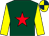 Dark green, red star, yellow sleeves, dark blue & yellow quartered cap (Open The Gate Syndicate)