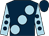 Dark blue, large light blue spots, light blue sleeves, dark blue spots and cap (N Berbillion & West Buckland Bloodstoc)
