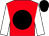 Red, black disc, white sleeves, black cap (The Goring Society)
