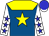 Royal blue, yellow yoke, yellow star, white sleeves, blue stars, blue cap, white peak (Brad Grady)
