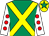 Emerald green, yellow cross belts, white sleeves, red spots, yellow cap, emerald green star (On The Game Partnership)
