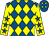Royal blue and yellow diamonds, yellow sleeves, royal blue stars (M H O G)
