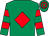 Emerald green, red diamond, hooped sleeves & cap (Yawl Bay Seafoods Ltd)