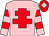 Pink, red cross of lorraine, hooped sleeves, red cap, pink diamond (Mrs F Bravery And Mr T McIntosh)