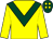 Yellow, dark green chevron, dark green cap, yellow spots (Lord In Red Partnership)