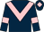 Dark blue, pink chevron, armlets and diamond on cap (Mrs A K Lee & Miss J A Challen)