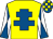 Yellow, royal blue cross of lorraine, white and royal blue diabolo on sleeves, royal blue and yellow check cap (Michael F Broderick)