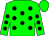 Green, black spots, green cap (Messrs N C Cooper & John T Freeman, Mrs P A Isdell)
