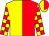 Yellow and red halves, red blocks on yellow sleeves (Blazing Meadows Farm And Siena Farm Llc)