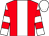 Red, white panel, white & red hooped sleeves, white cap (Eamonn Tarrant)