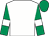 White, emerald green sleeves, white armlets, emerald green cap (Racegoers Club Owners Group)