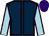 Dark blue, brown seams, light blue sleeves, brown seams, purple cap (Mrs Philippa Wates)