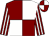 Maroon and white (quartered), striped sleeves (Dudettes Quartet)
