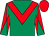 Emerald green, red chevron, diabolo on sleeves, red cap (The Last Chance Saloon Partnership)