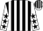 Black and white stripes, white sleeves, black stars, striped cap (W M D Racing)