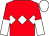 Red, white triple diamond, red and white halved sleeves, white cap (David Poulton And Griffiths)