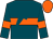Teal, orange hoop, teal lightning bolt, orange bars on sleeves, orange cap (Kurt Keating)