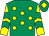 Emerald green, yellow spots, yellow and emerald green chevrons on sleeves, emerald green cap, yellow diamond (Mighty Ha 'Ward Union' Syndicate)