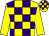 Yellow & purple check, yellow sleeves, check cap (Shane Reville & Ms Margaret Smyth)