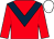 Red, dark blue chevron, white cap (A J Whelan)