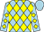 Light blue and yellow diamonds, light blue cap (Mr Abdulaziz Alqallaf)
