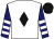 White, Black diamond, Dark Blue and White hooped sleeves, Black cap ()