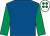 Royal Blue, Emerald Green sleeves, White cap, Emerald Green spots ()