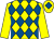 YELLOW & ROYAL BLUE DIAMONDS, yellow sleeves, royal blue diamond on cap ()