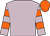 Grey, orange hooped sleeves, orange cap ()