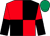 Red and black (quartered), halved sleeves, emerald green cap ()