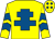 Yellow, royal blue cross of lorraine, chevrons on sleeves, diamonds on cap ()