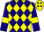 Dark blue and yellow diamonds, dark blue sleeves, yellow armlets, yellow cap, dark blue diamonds ()