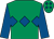 Emerald green, royal blue triple diamond, sleeves and diamonds on cap ()