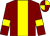 Maroon, yellow stripe and armlets, quartered cap ()