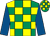 Emerald green and yellow check, royal blue sleeves ()