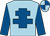 Light blue, royal blue cross of lorraine and sleeves, quartered cap ()