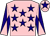 Pink, dark blue stars, dark blue and pink diabolo on sleeves, pink cap, dark blue star ()