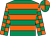 Emerald green, orange hoops, checked sleeves, quartered cap ()