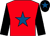 Red, royal blue star, black sleeves, black cap, royal blue star ()